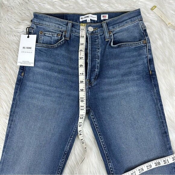 Re/Done Women's NWT Mid 70s High Rise Ankle Crop Stretch Skinny Jeans W26-28/L28 - Picture 8 of 10